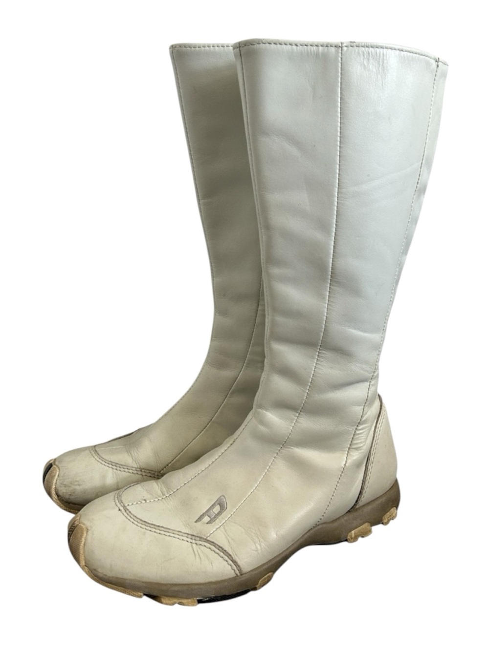 Vintage 2000s Diesel White Leather Biker Boots 🦷